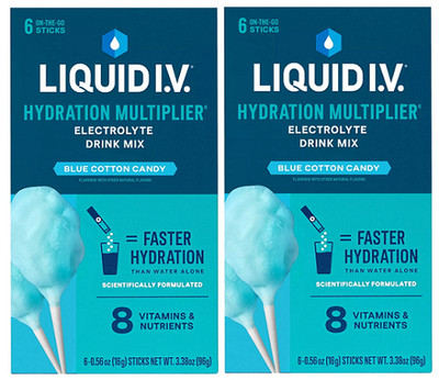 Liquid I.V. Hydration Multiplier Electrolyte Mix Blue Cotton Candy 2 Pack