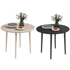 HOMCOM Foldable Dining Table, Round Drop Leaf Table w/ Wood Legs