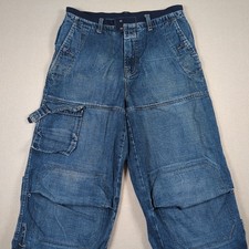VTG Girbaud Cargo Denim Jeans Mens 32x31 Blue Baggy Wide Leg Hong Kong