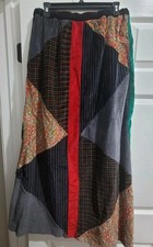 VTG 70s GLEN OF MICHIGAN PATCHWORK VELOUR MAXI SKIRT ILGWU USA SM/MED