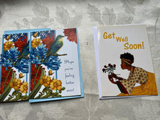 Get Well Soon Greeting Cards lot of 3 with envelopes