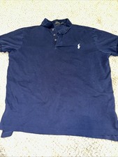 Polo Ralph Lauren Pima Stretch Mesh Polo Shirt Navy Blue Men's XL. White Pony.