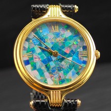 Faberge Swiss Quartz Black Opal Mosaic Dial W...