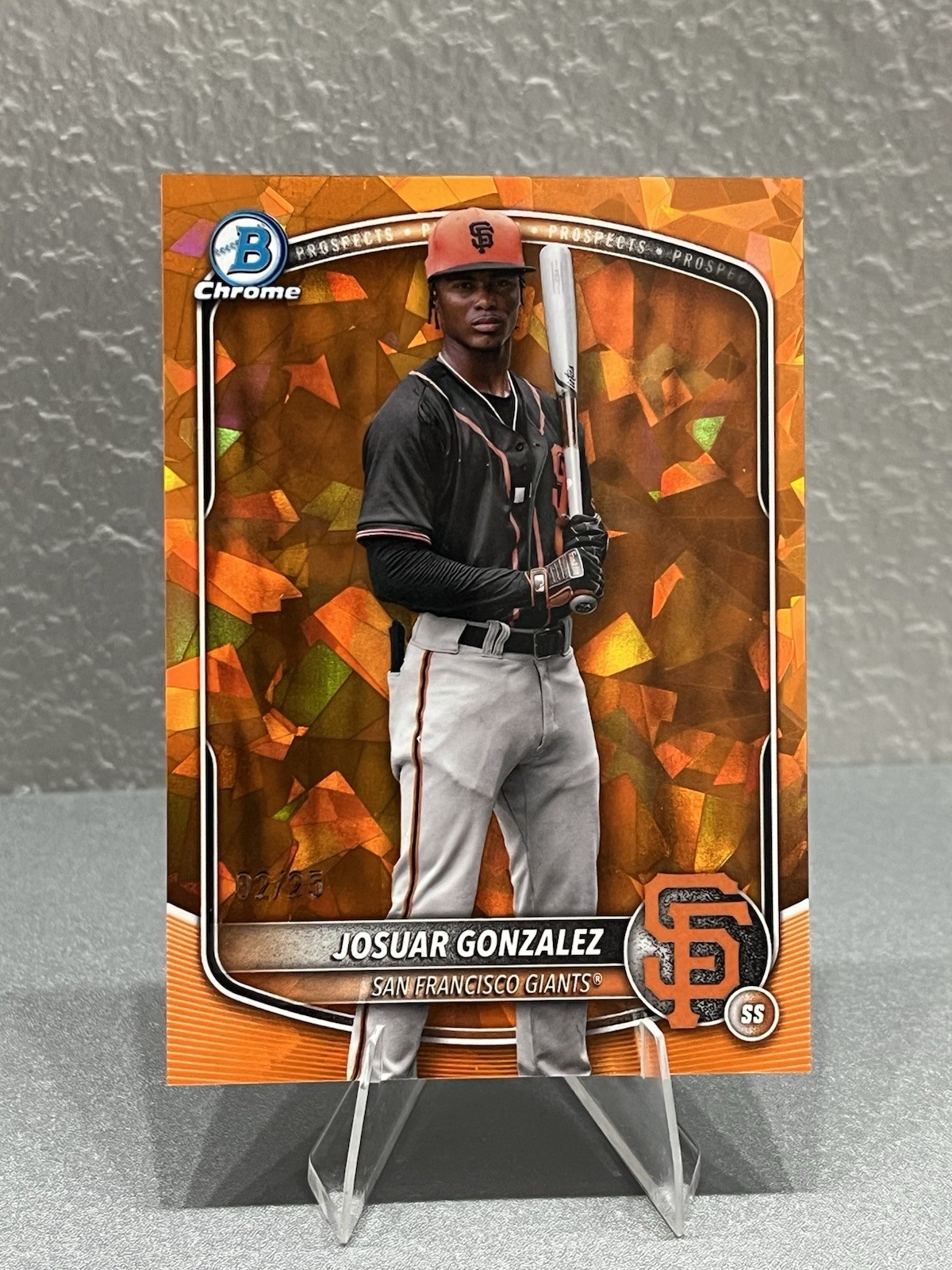 2025 Bowman Chrome Sapphire Josuar Gonzalez Image Variation Orange GIANTS /25
