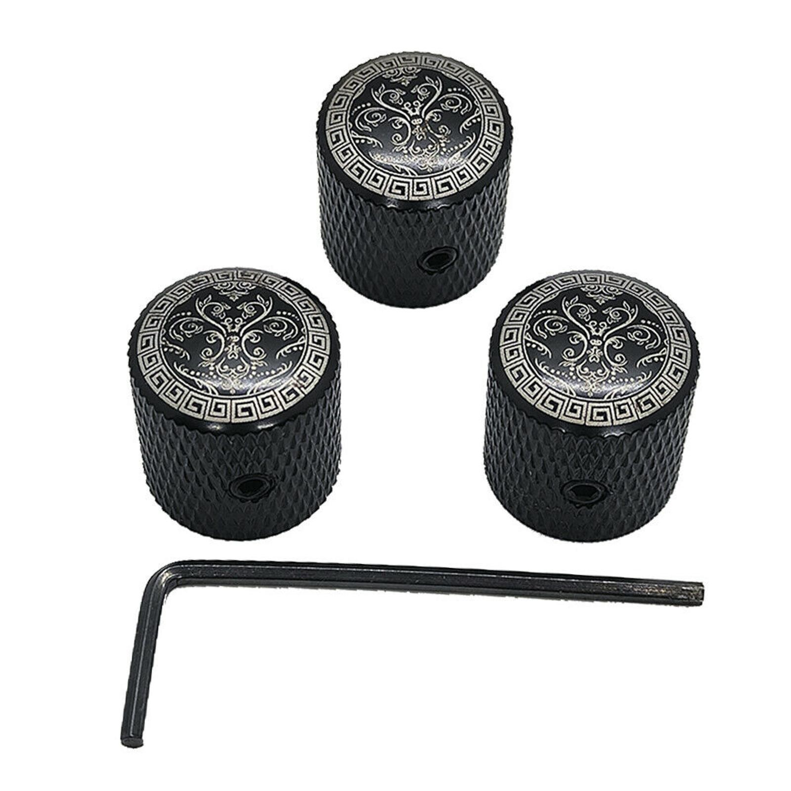 3Pack Knurled Volume Tone Control Knob Switch Replacement Cap Electric Guitar k