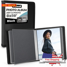 Dunwell 8x10 Photo Album Black Binder 24 Sleeves 48 Pages Portfolio Art Storage