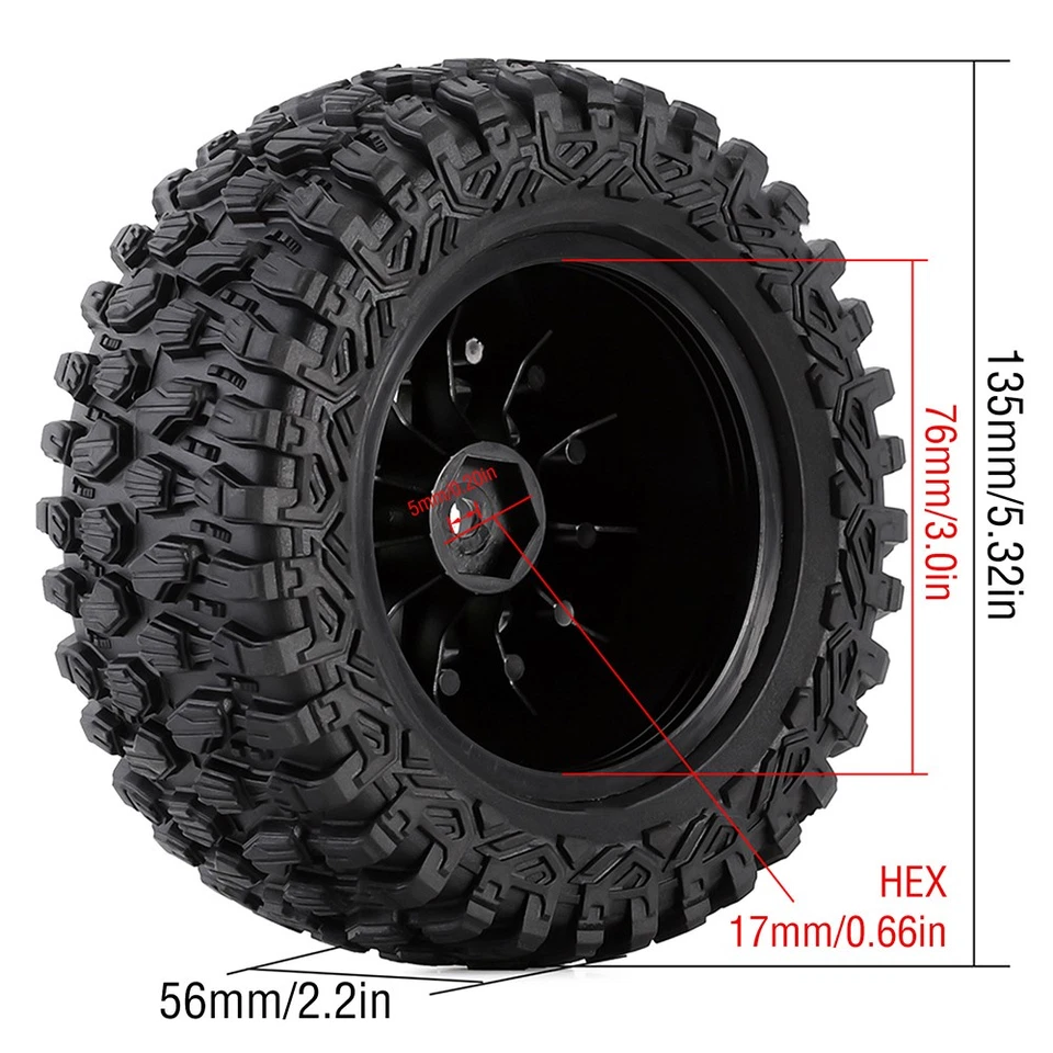 9IMOD 4x2,2 Zoll Reifen Superweiche Silikonkautschukeinsätze für 1/8 1/10 Auto - Bild 4 von 4