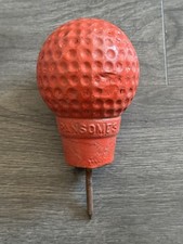 Vintage Ransomes red cast concrete golf ball tee box marker Large 1a