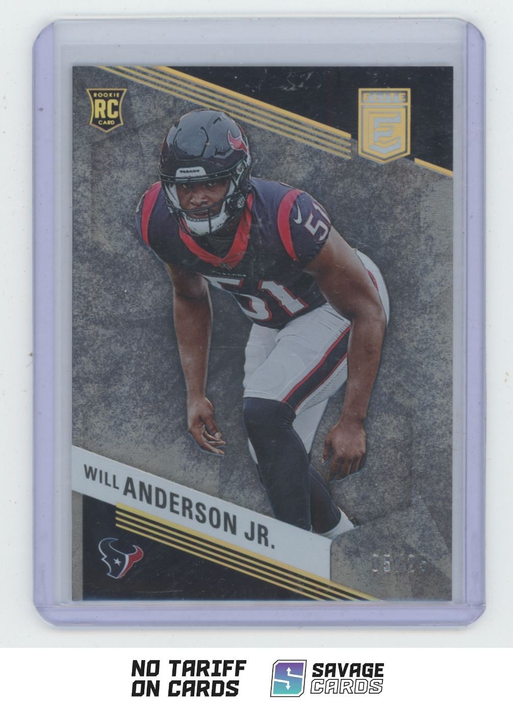 2023 Panini Donruss Elite Black Rookie Will Anderson Jr. /25 . #196 Houston