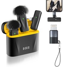 Wireless Lavalier Microphone for iPhone, USB C Mini Microphone - 2 Pack, 48kh...