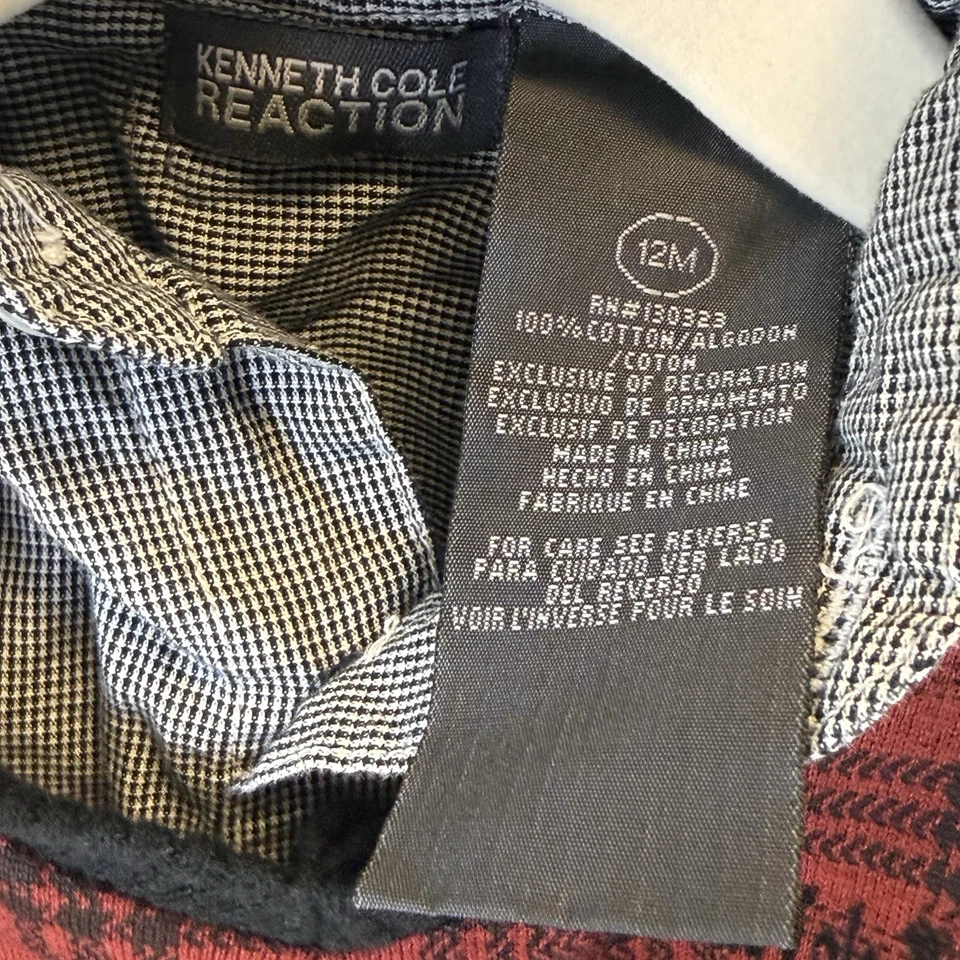 Kenneth Cole Reaction Dress Shirt sweater Vest Set Christmas Red 12 Months - Image 4 of 4