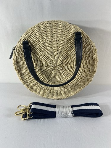 Talbots 100% Paper Straw Beige W-Blue Polyurethane Trim Satchel Bag - Picture 10 of 10