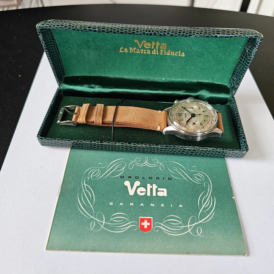 VETTA-HERMETIQUE-ACCIAIO-RUOTA A COLONNE-VALJOUX 22-OVERSIZE (38 MM)-FULL SET - Immagine 2 di 4