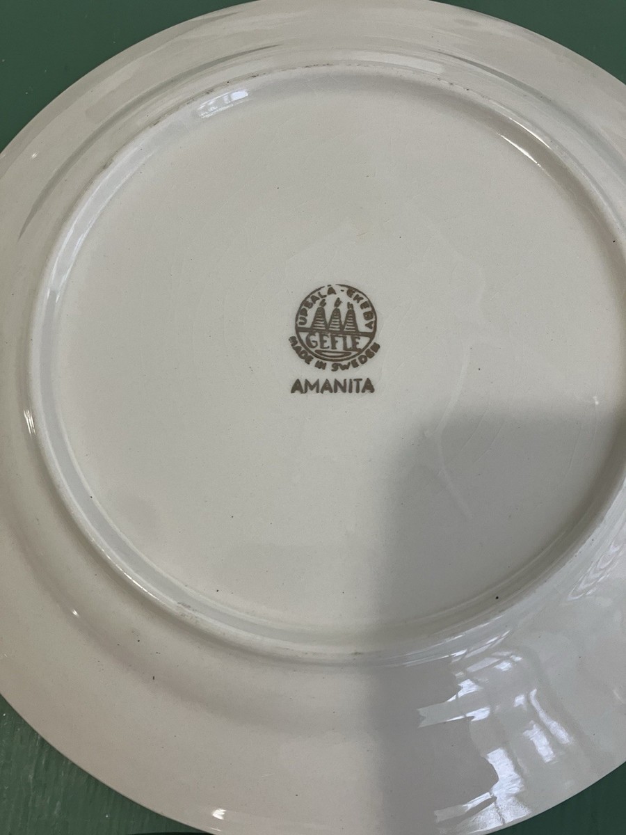 Upsala Ekeby Gefle Sweden MCM Amanita Blue 7.25