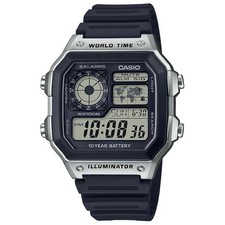 Casio AE-1200WH-1CV  World Time Illuminator 42mm World Time Armbanduhr