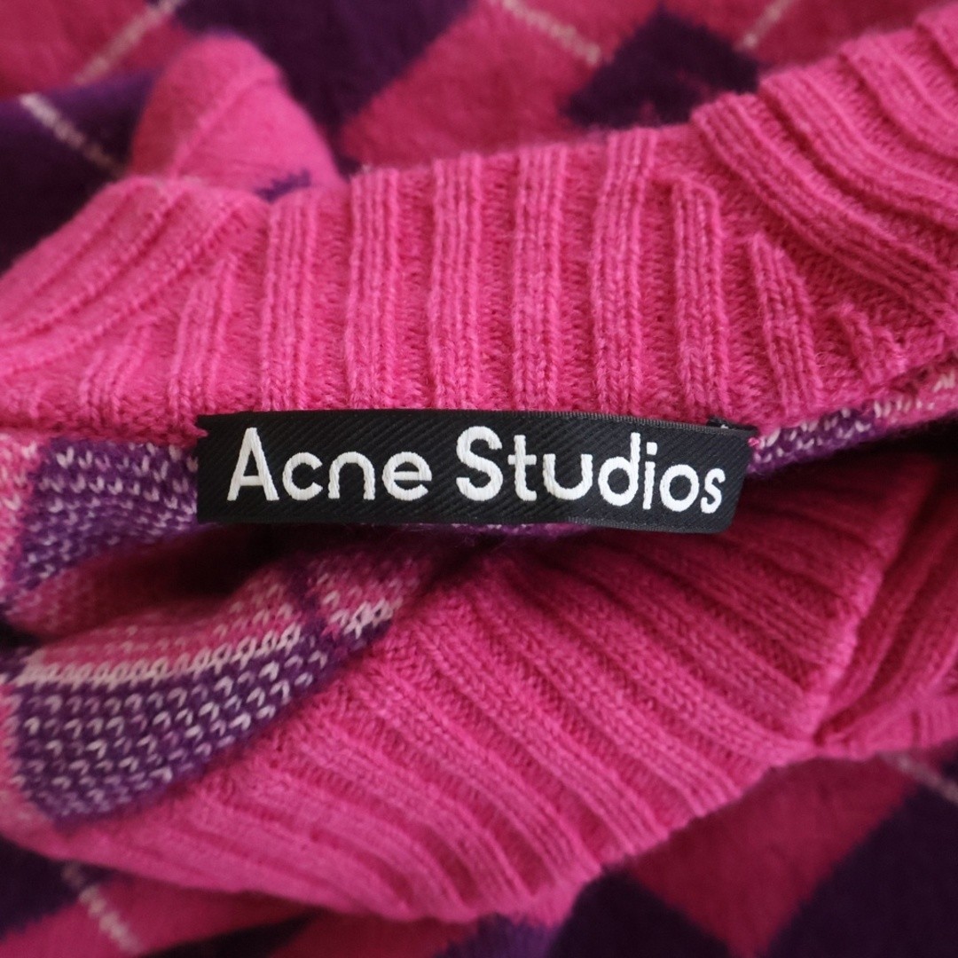 Acne Studios Face Logo Total Pattern Argyle V-nec… - image 6