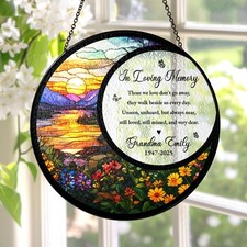 Memorial Stained Glass Suncatcher Sympathy Gift, Family Memorial Ornament Loss O