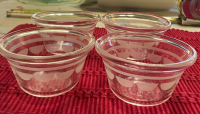 Lot of 4 Vintage 1950s? Pyrex Custard Cups~Clear Glass~½ Circle Stripe ...