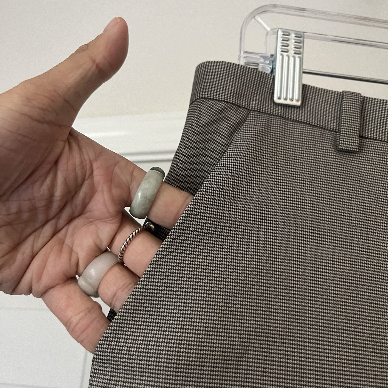 FILA Pantalone THE ROW bianco e nero pied de poule lana nylon gamba dritta slim