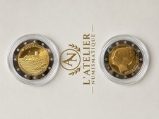 Lot de 2 pièces  en jeton 2 Euro Monaco 2007 et 2015 Grace Kelly et forteresse 