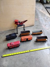 Vintage Marx Toys Tin Railroad Train Cars Caboose Freight Car Open Car Crain