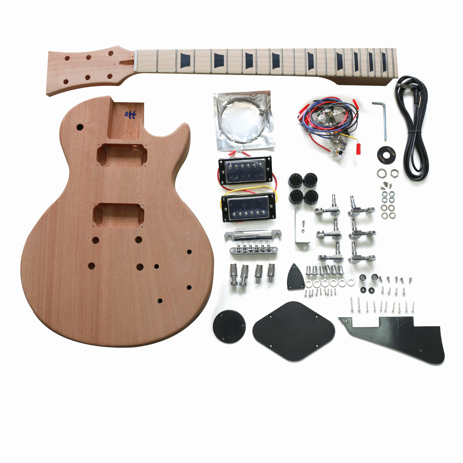DIY LP Plain Set Neck Guitar Kit | Mahogany Body with Maple Fingerboard | Chrome