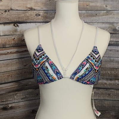 The Bikini Lab Tribal Geo Triangle Bikini Top Women's LARGE Adjust. Straps NWT