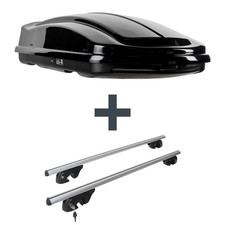 Dachbox LEVUP Space 430 Duo + Dachträger für Alfa Romeo 156 Sportwagon Typ 932_