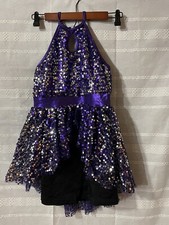 Curtain Call Dance Costume Child SZ CXL Purple  Black