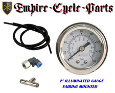 Air Pressure Gauge For Harley Air Ride Fairing Mounted Illunminated 2 White