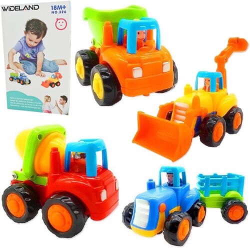 Friction Powered Cars, Push and Go Toy Trucks Construction Vehicles Toys Set...