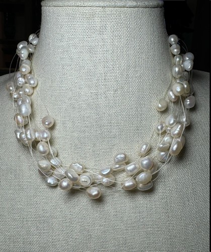 Kiam Family Multi Strand Baroque Freshwater Cultured Floating Pearls Necklace - 第 1/4 張圖片
