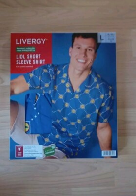 Livergy Men's Lidl Short Sleeve Shirt Sizes Available Blue Pure Cotton