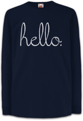 Hello II Kinder Langarm T-Shirt Fun Geek Nerd Computer Social Interaction Hallo