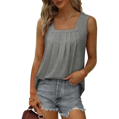 Womens Loose T-Shirt Ladies Blouse Summer Casual Sleeveless Basic Vest Tank Tops - Picture 23 of 23