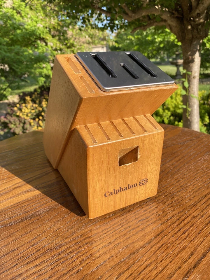 CALPHALON Cutlery Wooden Knife Block Wood Storage ~ 11 Slot ~ With SHARPENER - Image 2 of 4