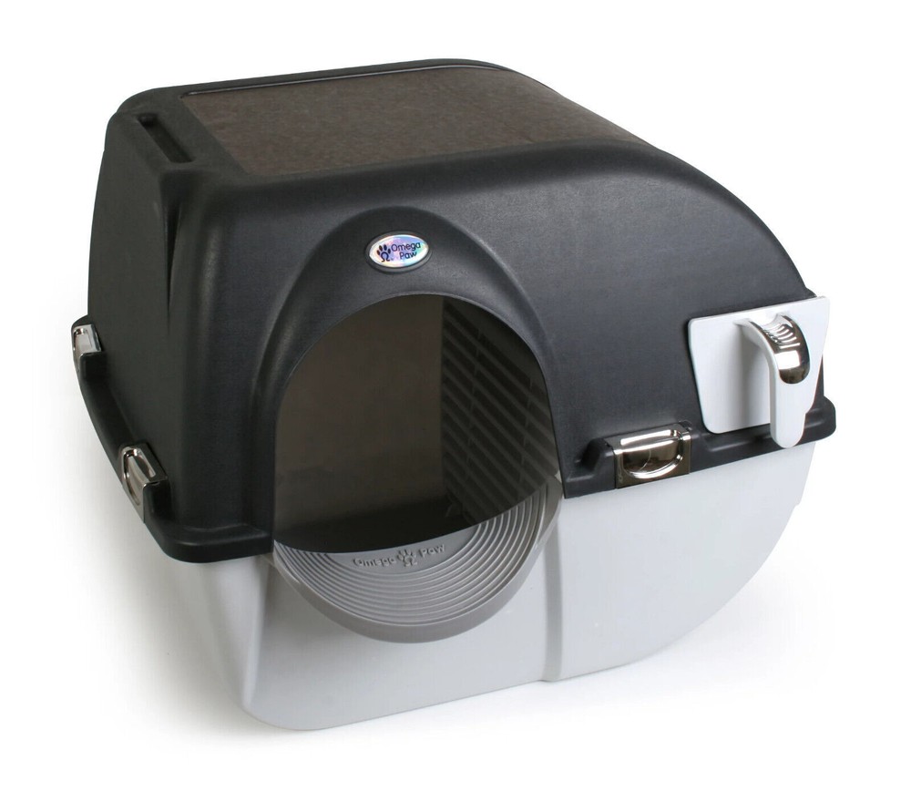 Omega Paw Large Elite Self-Cleaning Litter Box, Black