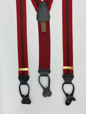Trafalgar Braces Suspenders Red Blue Straps Brass Hardware Black Button Tabs