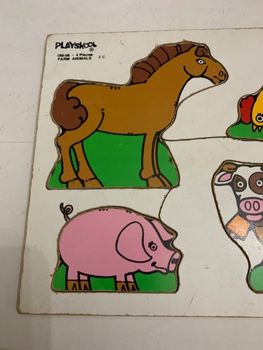 Vintage 1970's Playskool Farm Animals Frame Tray Puzzle - Picture 2 of 3