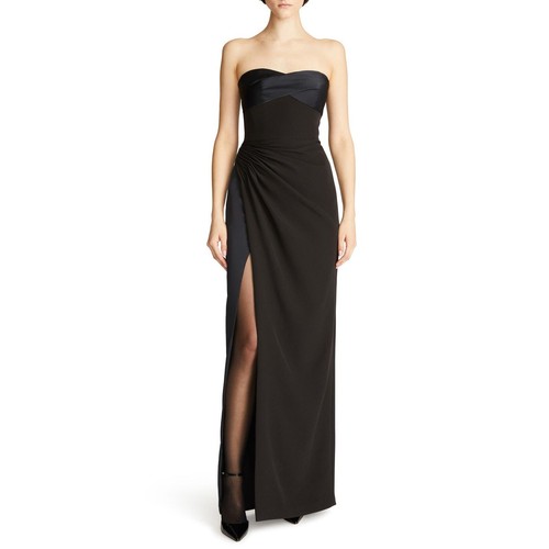 $545 Halston Strapless Ester Gown Size 0 Black