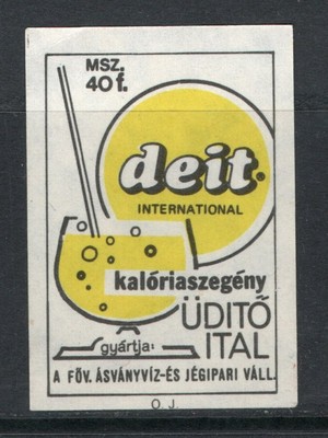 MATCHBOX LABEL UNGARN - Deit International Softdrink Werbung, 1978 - **neuwertig