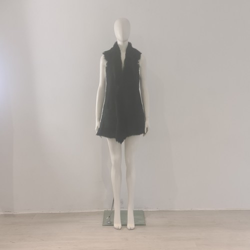 GUSHLOW & COLE (M) Black Gilet UK 10 12 EU 38 40 Wool Sheepskin Knitted Jacket