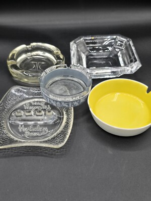 5-Vintage 70's Ashtray Lot Caesars Palace Las Vegas Holiday Inn Clear Glass     