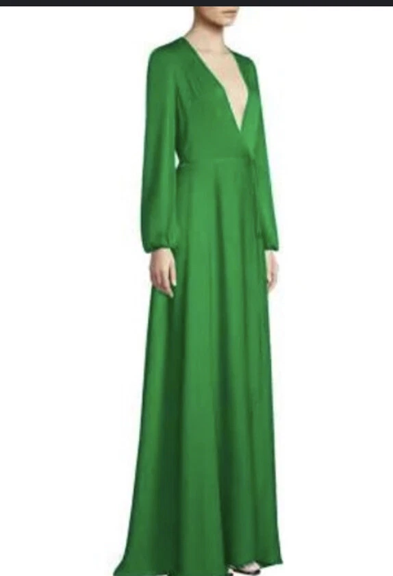 Maxi Vestido Milly Mezcla Seda Envolvente Verde Esmeralda Talla 4 $895 Foto 4 de 4