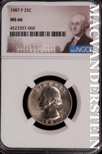 1987-P Washington Quarter - NGC MS 66 - Brilliant Unc  Lustrous  #SLG598