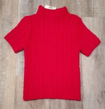 Vintage 90s Y2K Sweater Takeout Short Sleeve Crop Sweater Cable Knit M USA Made