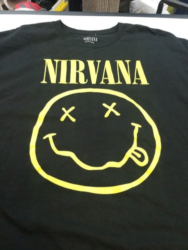 Nirvana t shirt SS XXL 48" X 28" New Curt Cobain Grunge Rock Smiley Face T-shirt - Picture 2 of 4