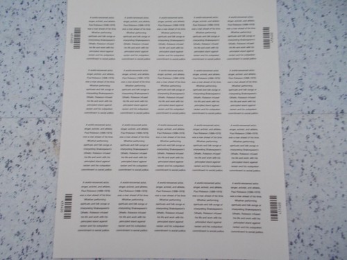 #3834 BLACK HERITAGE PAUL ROBESON Sheet of 20 37 CENT STAMPS 2003/2004 MNH - Picture 3 of 3