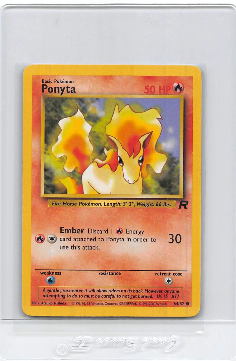 Ponyta 64/82 - COMMON - TEAM ROCKET - VINTAGE WOTC Pokemon Card - UNLIMITED - NM