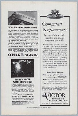 1937 Victor Records & Phonograph Radios Vintage Ad Recent Releases Albums